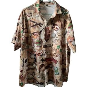 Men s Retro Golf Graphic Short Sleeved Button-Down Shirt Size 4X  Pre-Owned